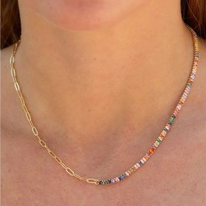 🌈🌈Rainbow Baguette gem choker necklace. Sparkly and eye catching. Unique 🌈🌈